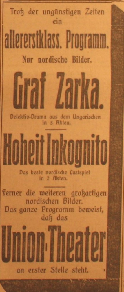 Anzeige im General-Anzeiger vom 18. August 1914