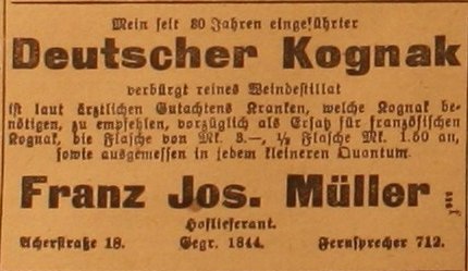 Anzeige in der Deutschen Reichs-Zeitung vom 24. August 1914