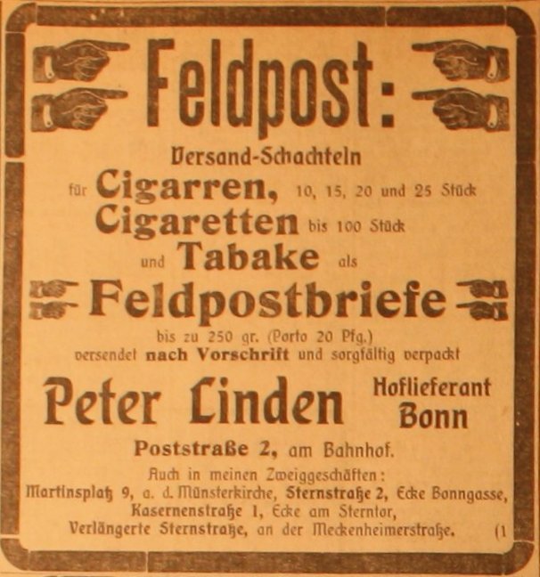 Anzeige im General-Anzeiger vom 24. August 1914