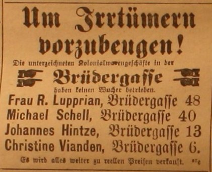 Anzeige in der Deutschen Reichszeitung vom 8. August 1914