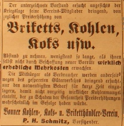 Anzeige in der Deutschen Reichszeitung vom 4. August 1914