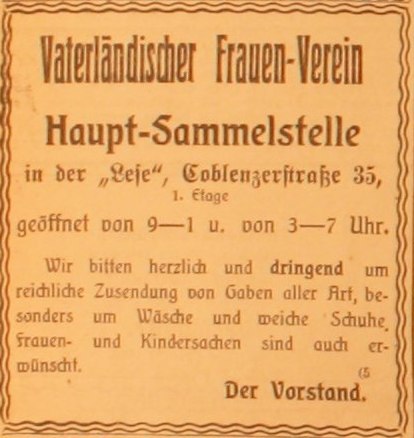 Anzeige im Bonner General-Anzeiger vom 8. August 1914