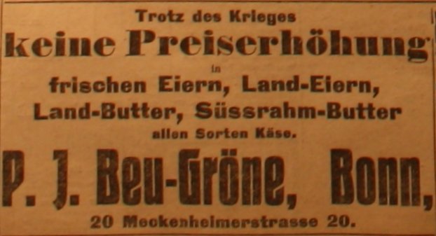 Anzeige in der Deutschen Reichszeitung vom 13. August 1914