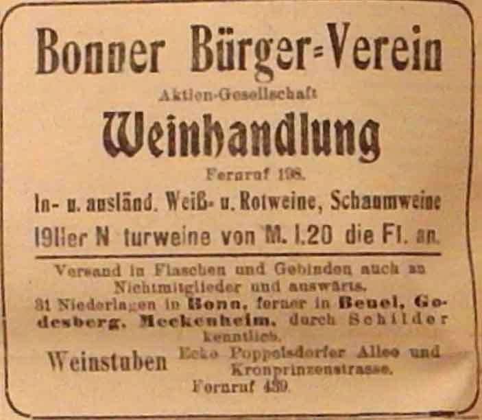 Anzeige im General-Anzeiger vom 7. Dezember 1914