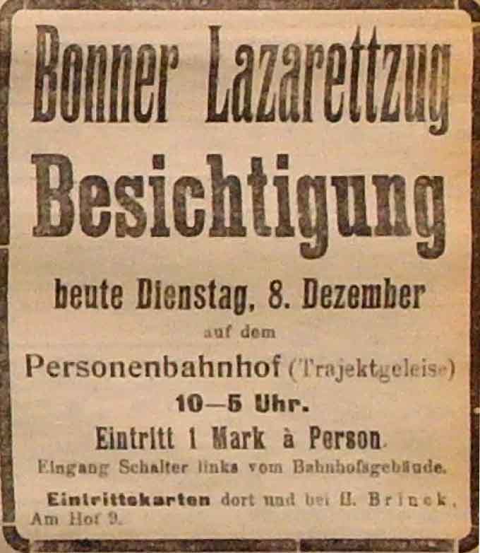 Anzeige in der Deutschen Reichs-Zeitung vom 8. Dezember 1914