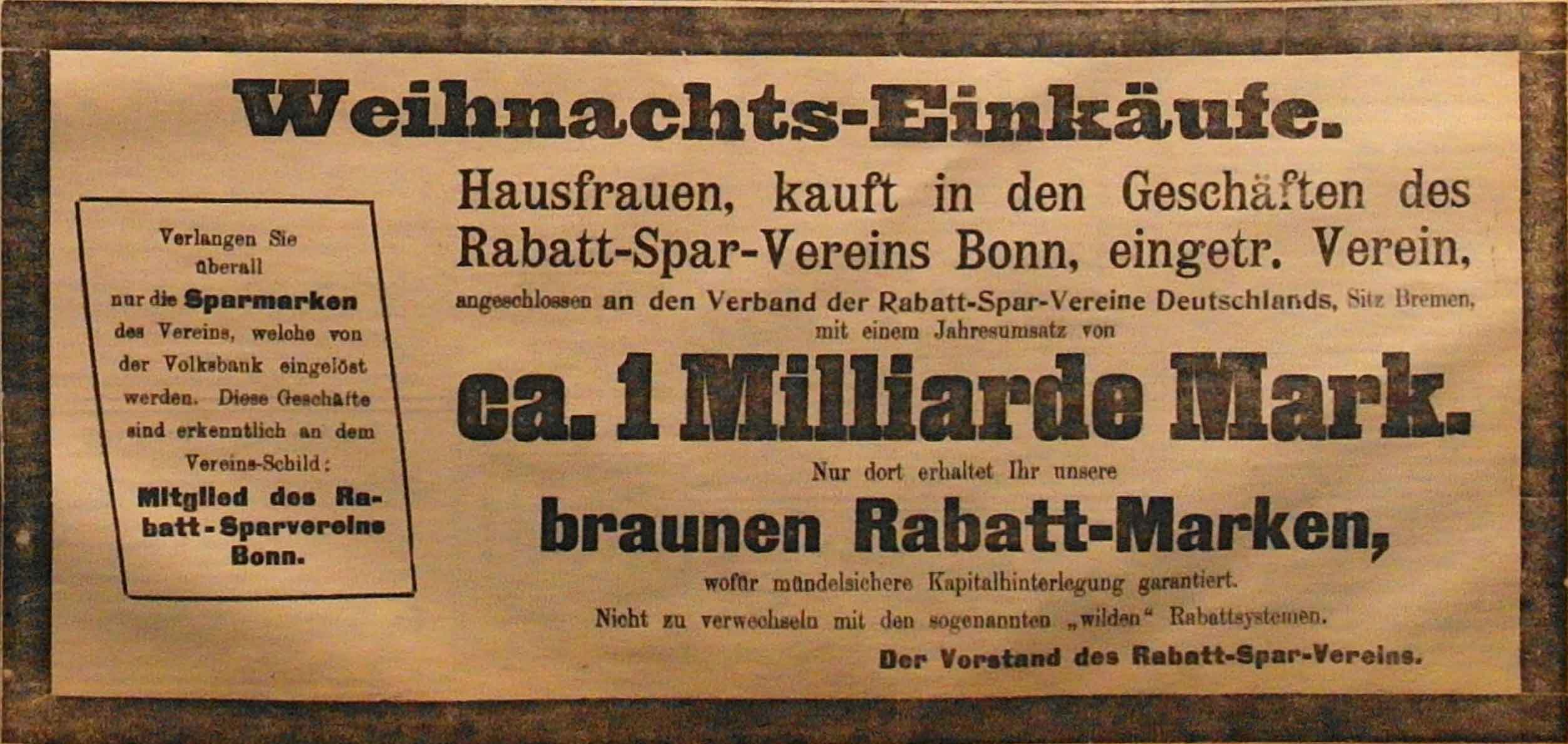 Anzeige in der Deutschen Reichszeitung vom 16. Dezember 1914