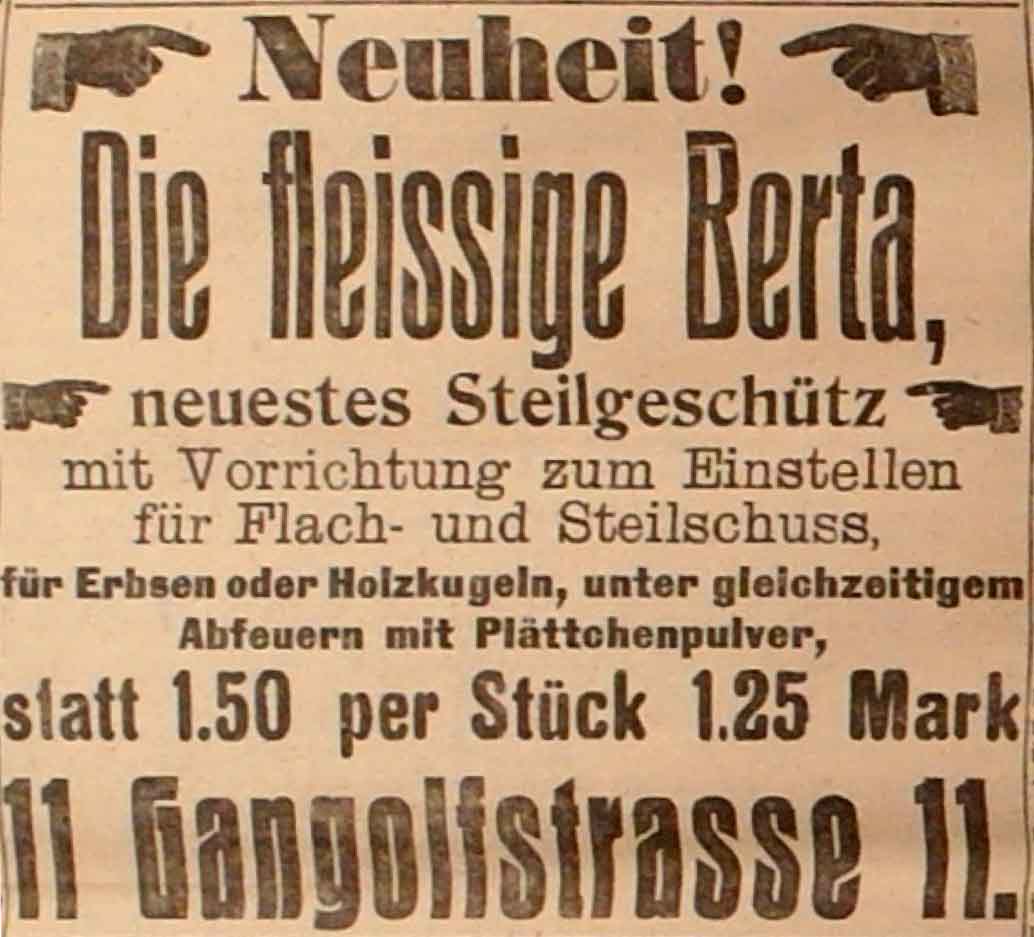 Anzeige in der Deutschen Reichs-Zeitung vom 22. Dezember 1914