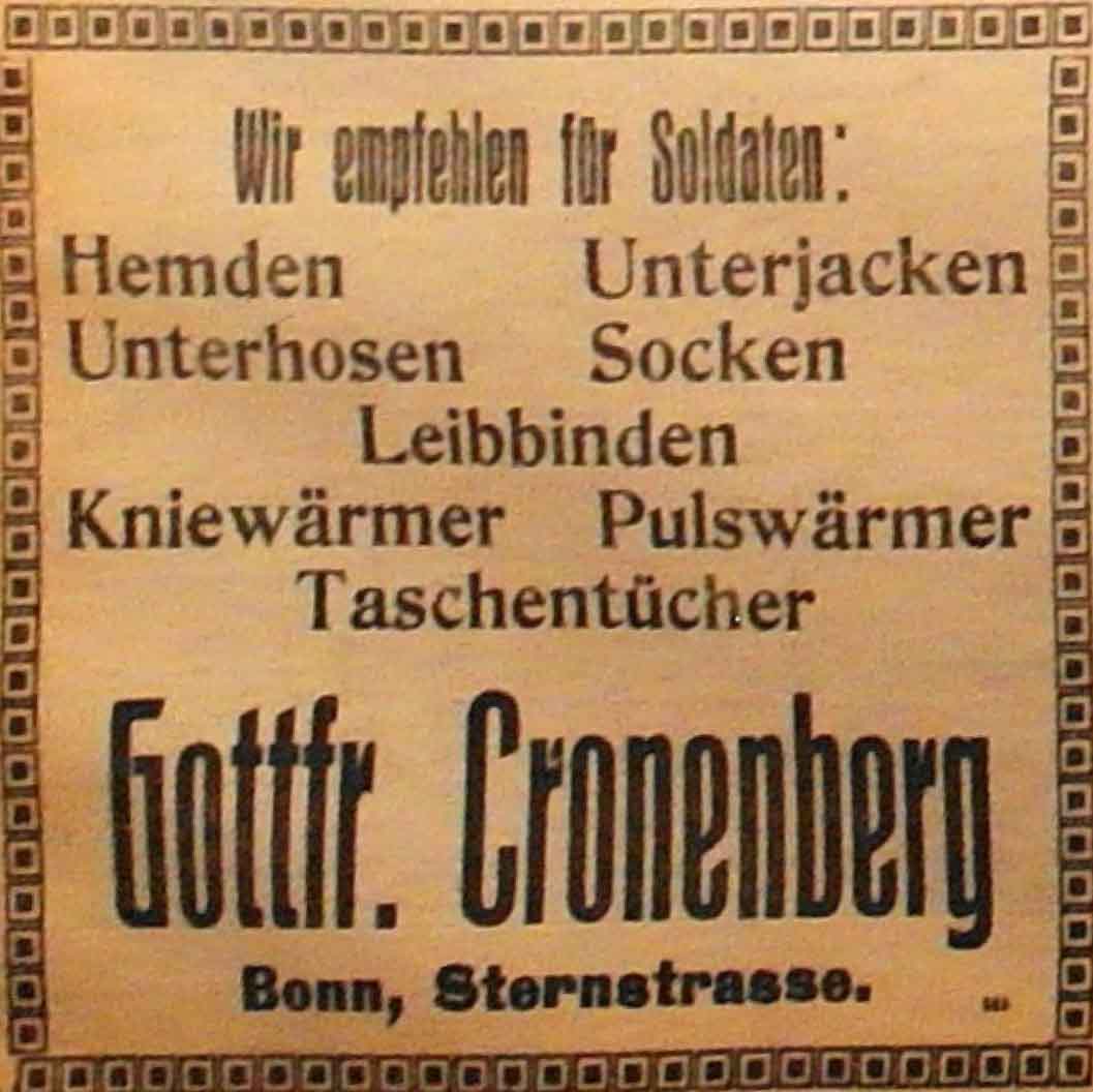 Anzeige in der Deutschen Reichs-Zeitung vom 1. November 1914