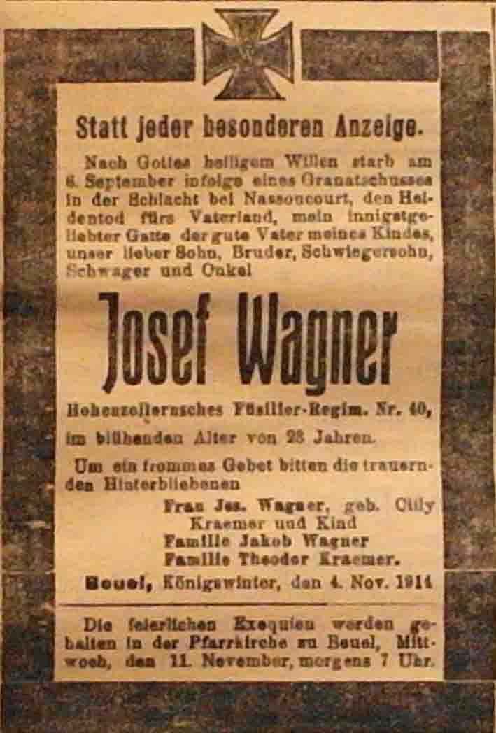 Anzeige in der Deutschen Reichs-Zeitung vom 4. November 1914