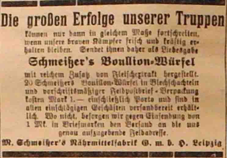 Anzeige in der Deutschen Reichs-Zeitung vom 4. November 1914