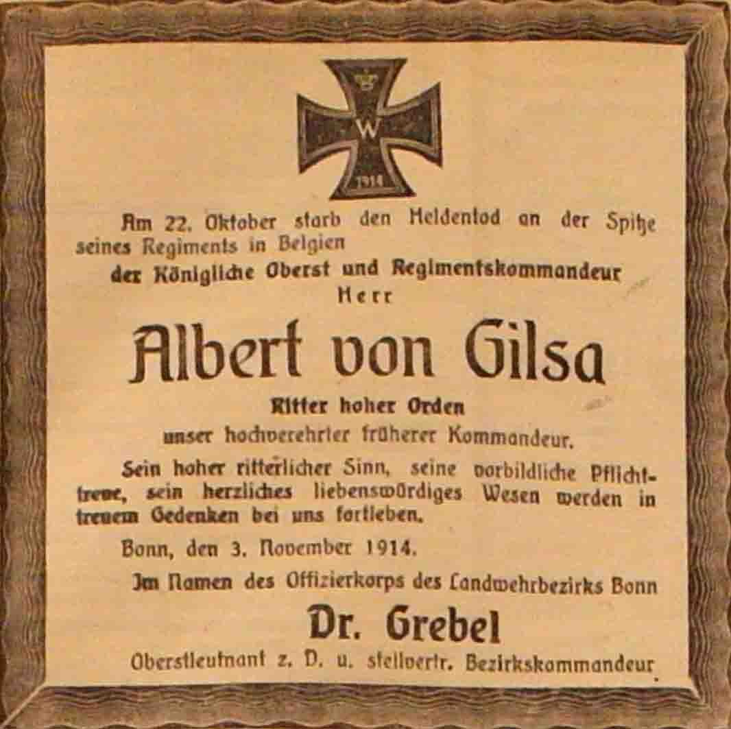 Anzeige im General-Anzeiger vom 4. November 1914