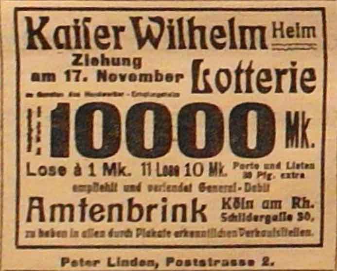 Anzeige in der Deutschen Reichs-Zeitung vom 5. November 1914