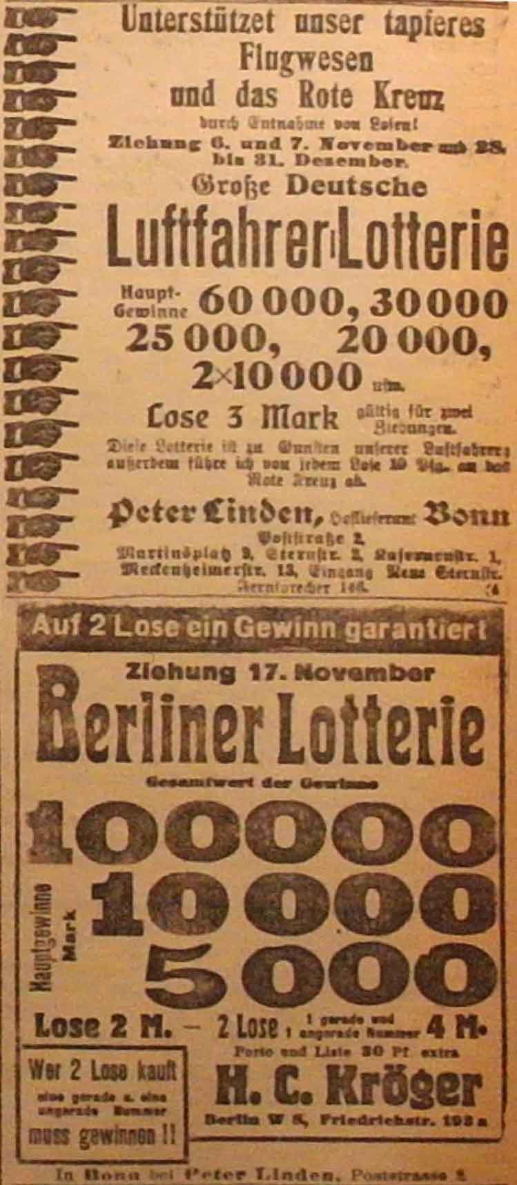 Anzeige im General-Anzeiger vom 5. November 1914