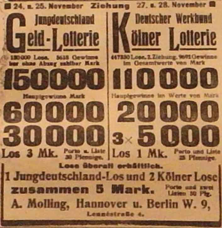 Anzeige im General-Anzeiger vom 5. November 1914