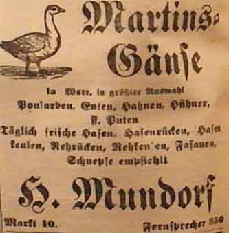 Anzeige in der Deutschen Reichs-Zeitung vom 11. November 1914