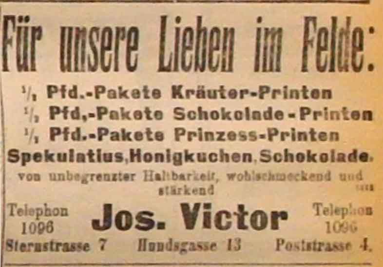 Anzeige in der Deutschen Reichs-Zeitung vom 11. November 1914