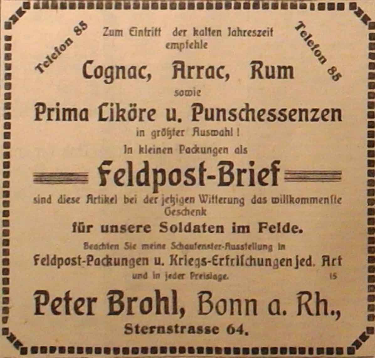 Anzeige im General-Anzeiger vom 13. November 1914