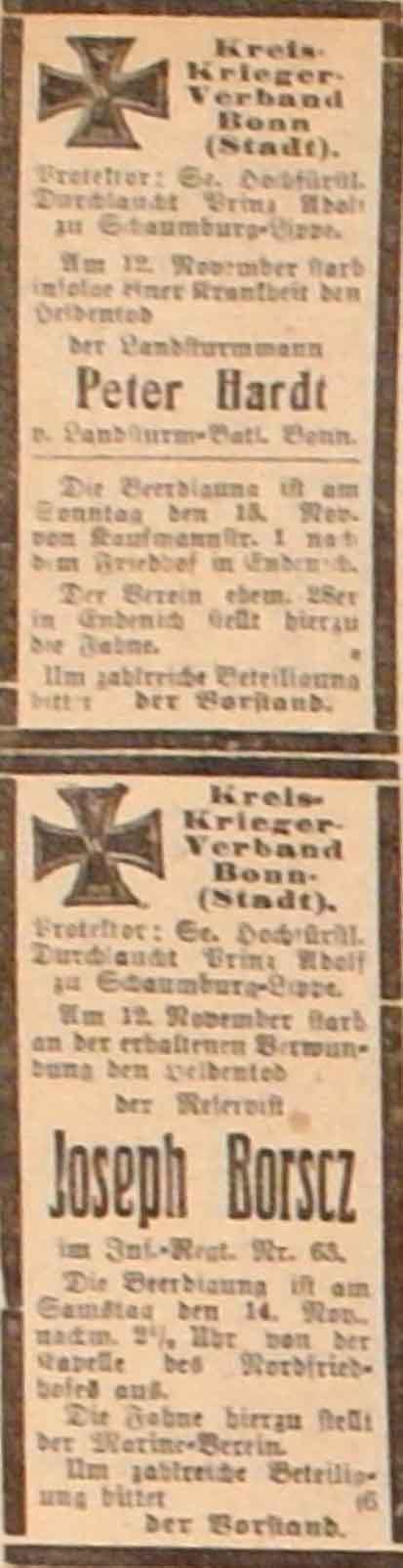 Anzeige im General-Anzeiger vom 14. November 1914