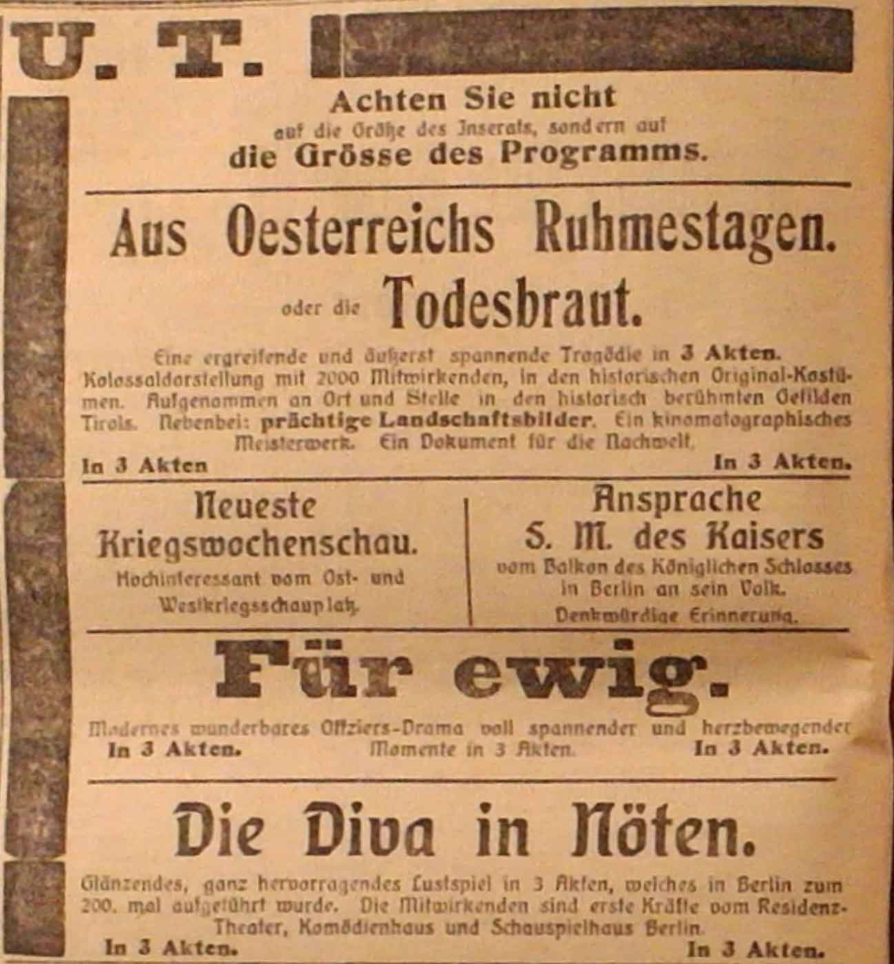 Anzeige im General-Anzeiger vom 24. November 1914