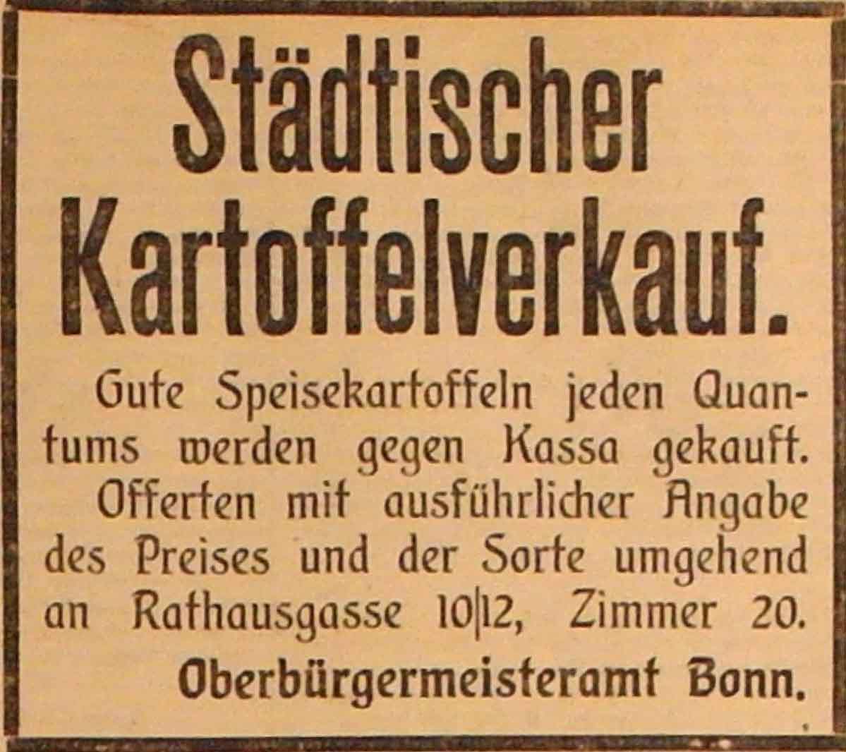 Anzeige im General-Anzeiger vom 24. November 1914