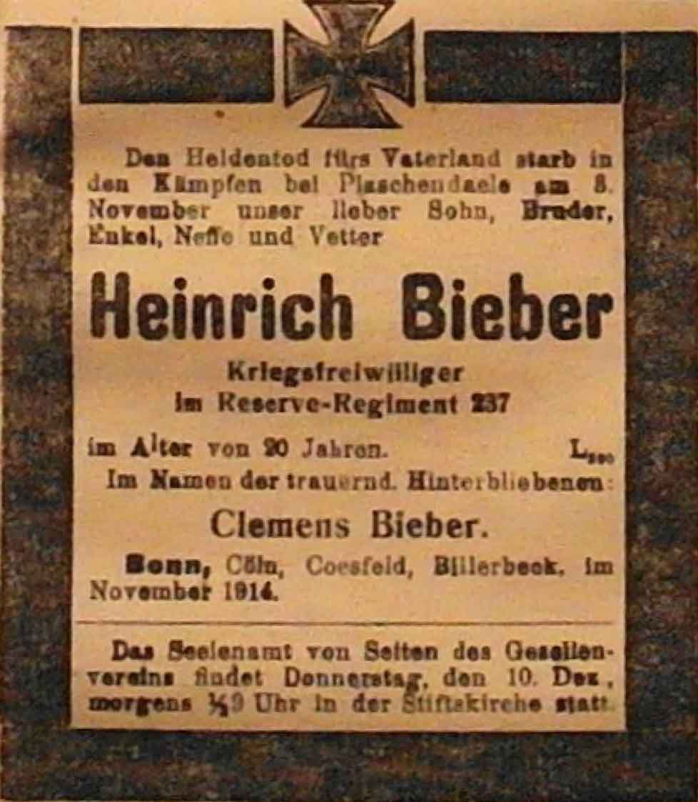 Anzeige in der Deutschen Reichs-Zeitung vom 28. November 1914