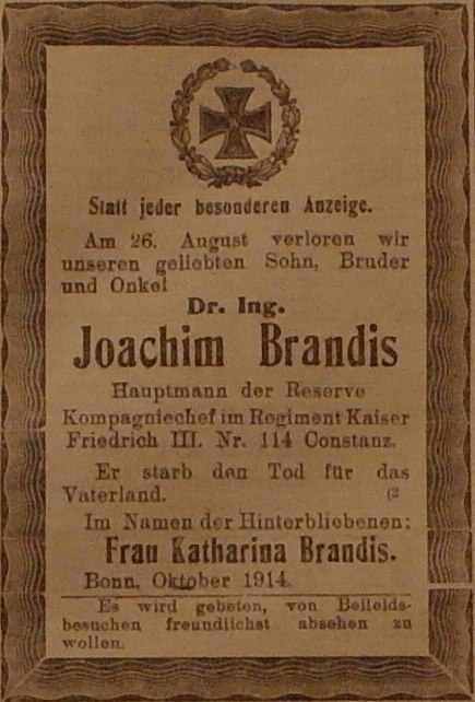 Anzeige im General-Anzeiger vom 5. Oktober 1914