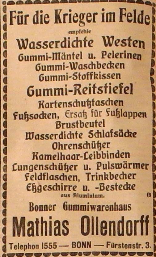 Anzeige im General-Anzeiger vom 7. Oktober 1914