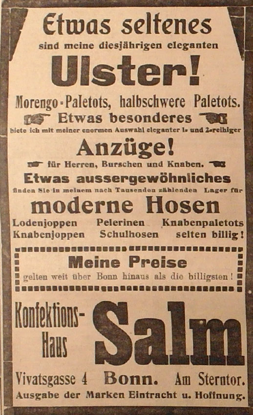 Anzeige im General-Anzeiger vom 10. Oktober 1914
