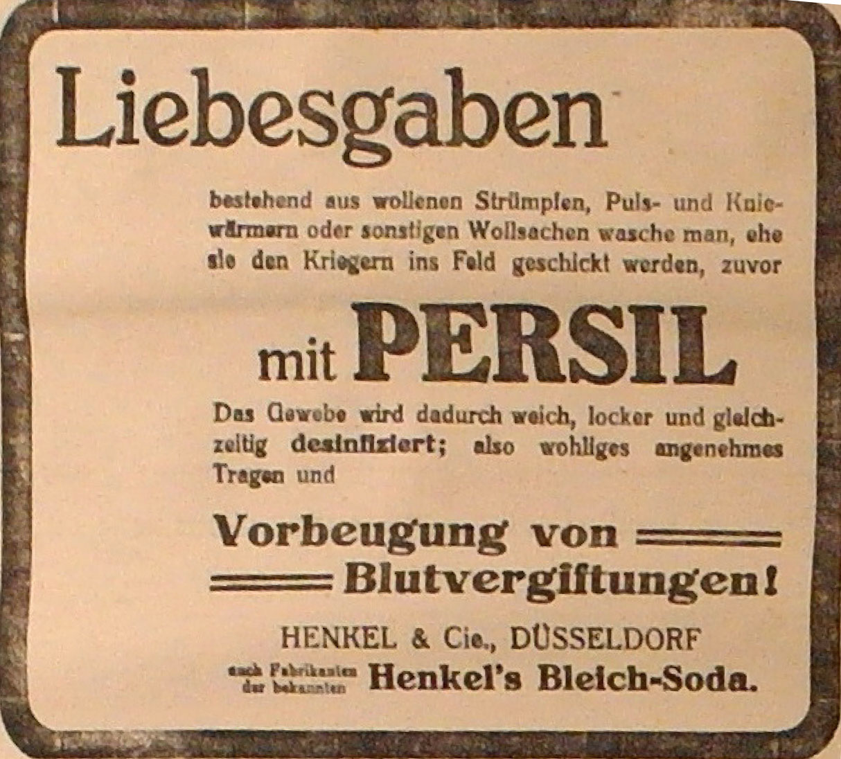 Anzeige in der Deutschen Reichs-Zeitung vom 13. Oktober 1914