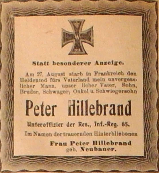 Anzeige im General-Anzeiger vom 14. Oktober 1914