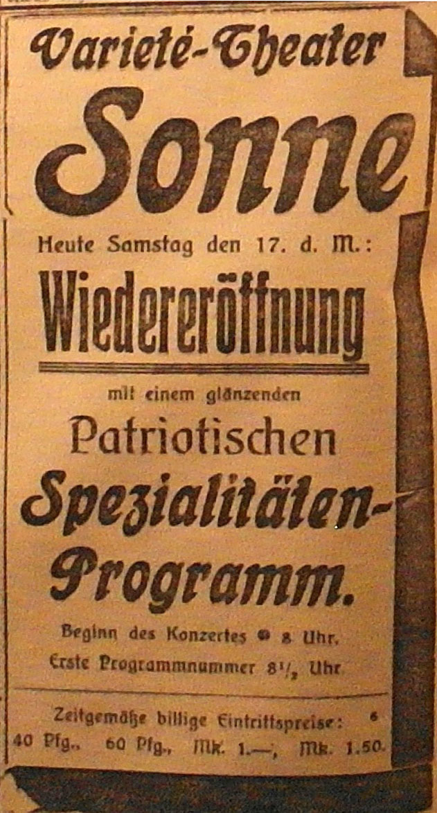 Anzeige im General-Anzeiger vom 17. Oktober 1914