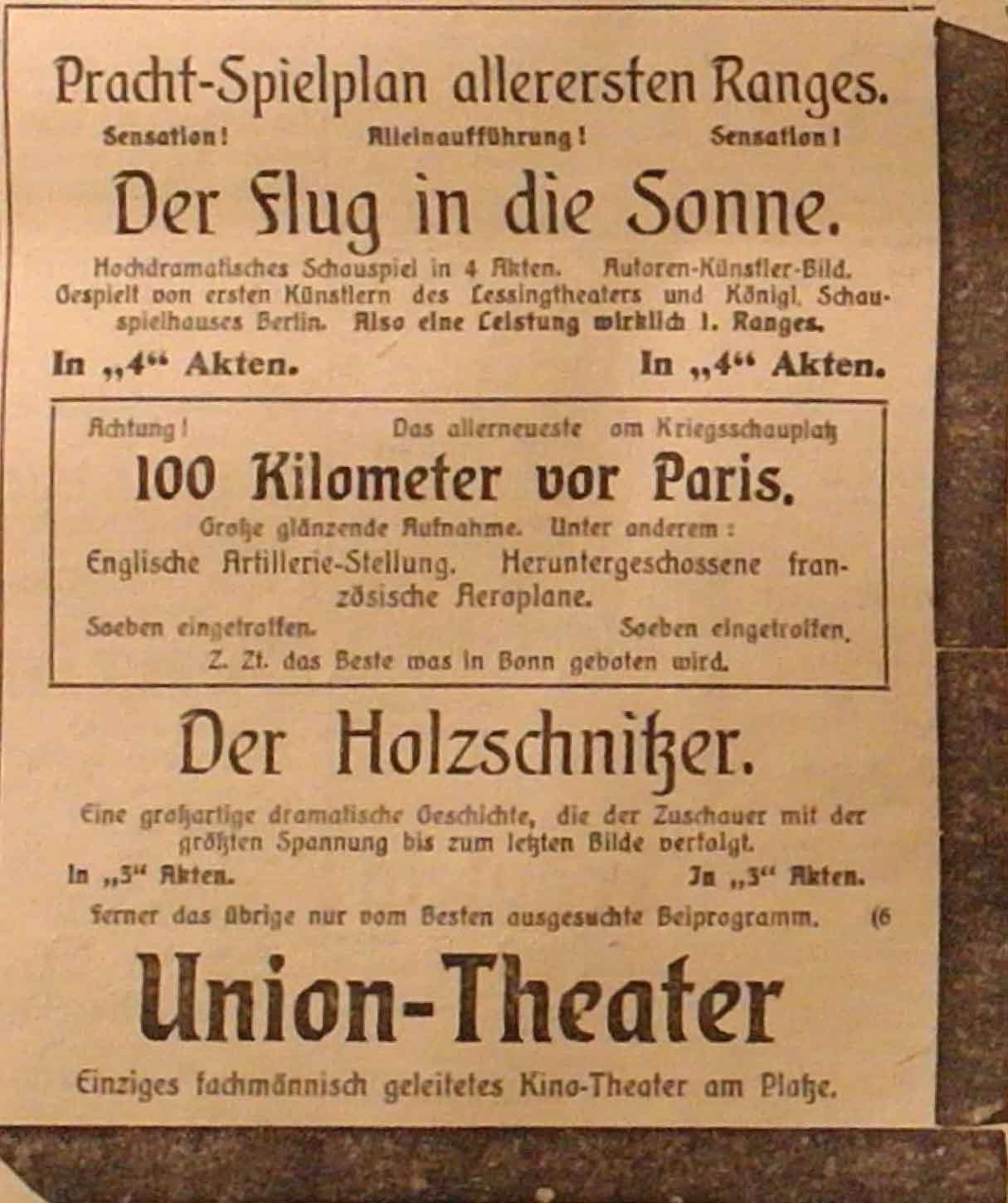 Anzeige im General-Anzeiger vom 31. Oktober 1914