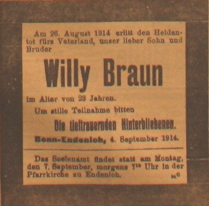 Anzeige in der Deutschen Reichszeitung vom 5. September 1914