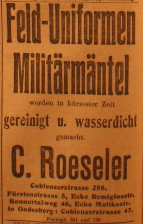 Anzeigen im General-Anzeiger vom 8. September 1914