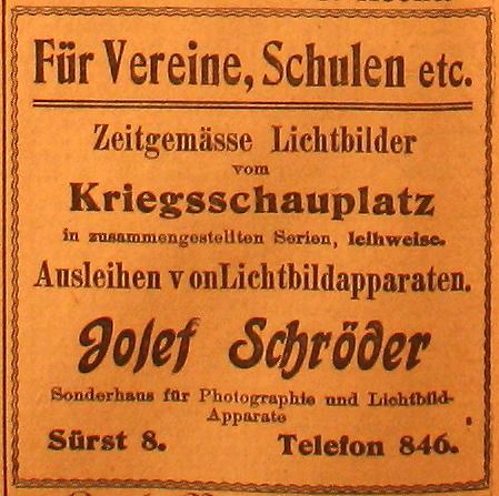 Anzeige im General-Anzeiger vom 10. September 1914