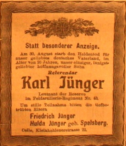 Anzeige im General-Anzeiger vom 14. September 1914