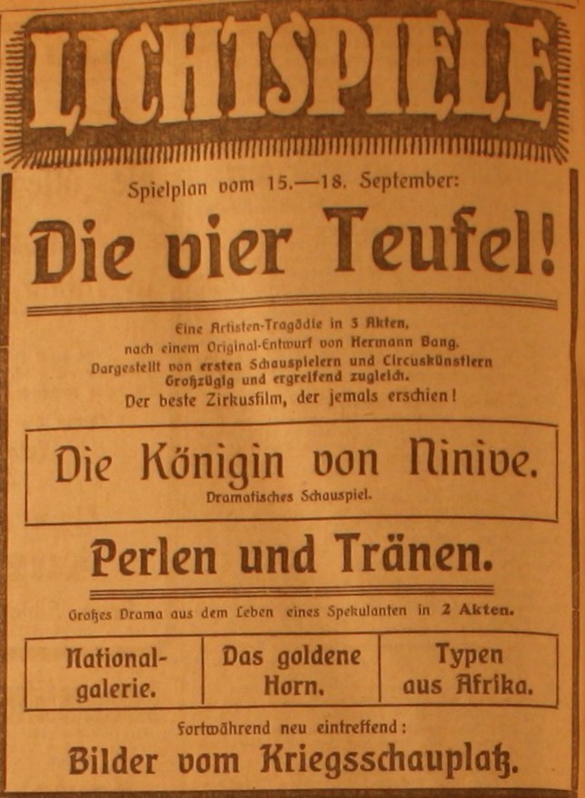 Anzeige im General-Anzeiger vom 15. September 1914