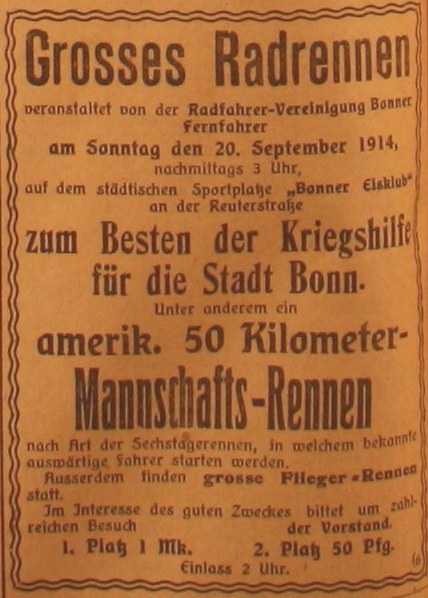 Anzeige im General-Anzeiger vom 19. September 1914