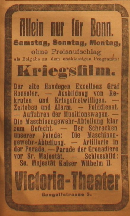 Anzeige in der Deutschen Reichszeitung vom 19. September 1914