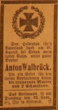 Anzeige im General-Anzeiger vom 20. September 1914