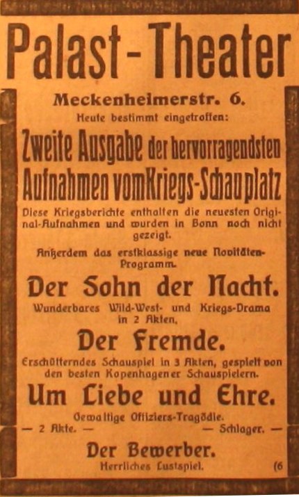 Anzeige im General-Anzeiger vom 26. September 1914