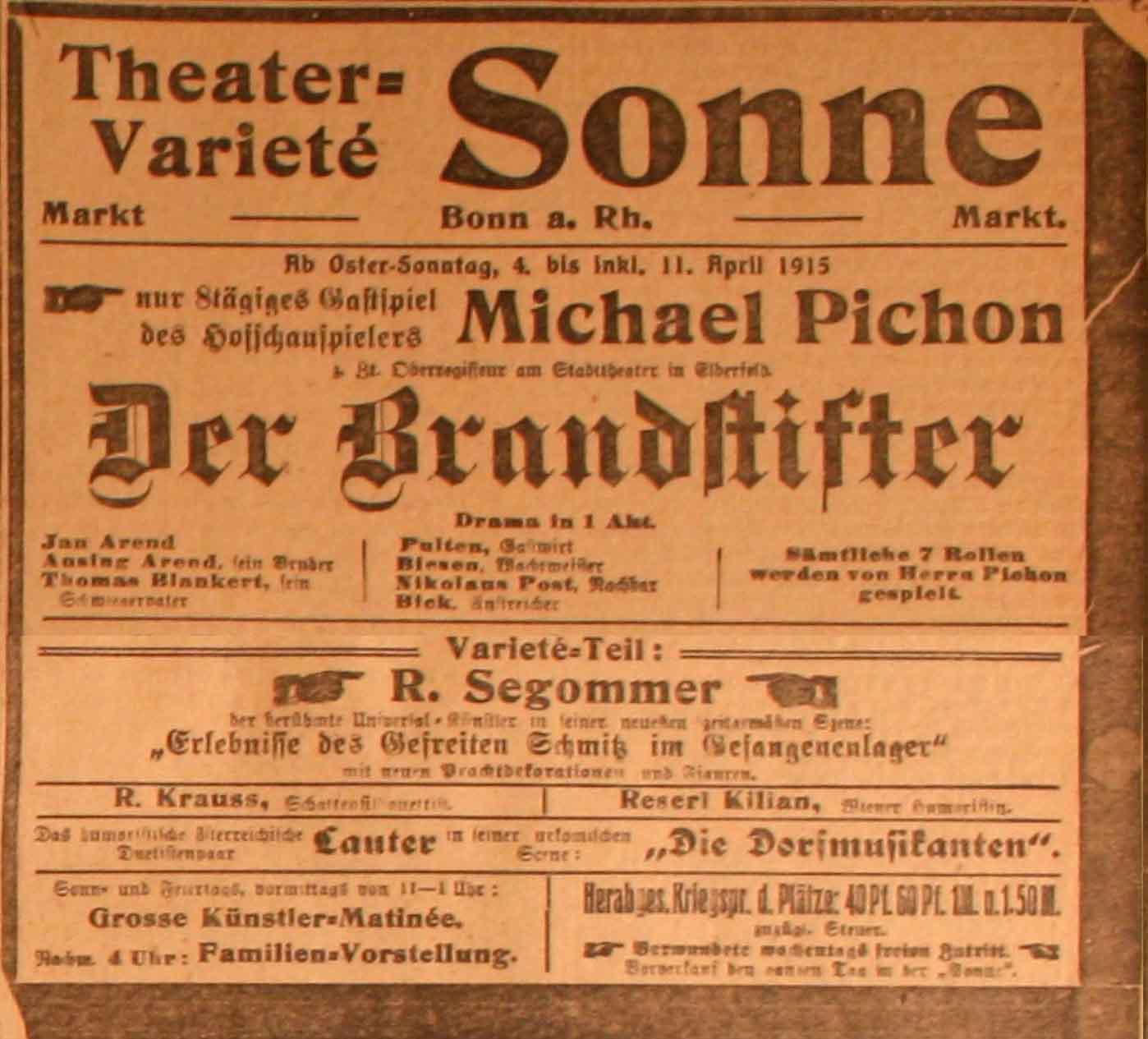 Anzeige im General-Anzeiger vom 4. April 1915