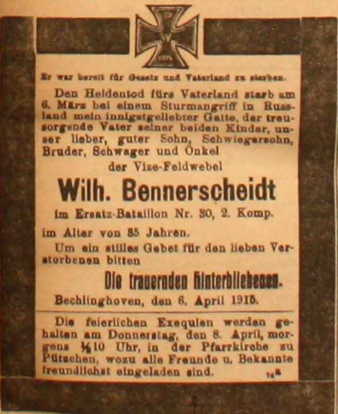 Anzeige in der Deutschen Reichs-Zeitung vom 7. April 1915