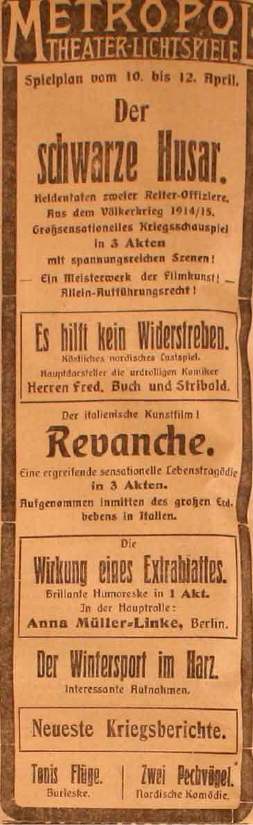 Anzeige im General-Anzeiger vom 10. April 1915