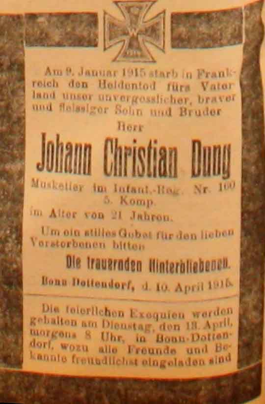 Anzeige in der Deutschen Reichs-Zeitung vom 11. April 1915