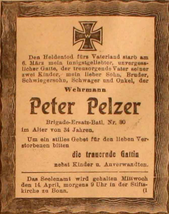 Anzeige im General-Anzeiger vom 12. April 1915