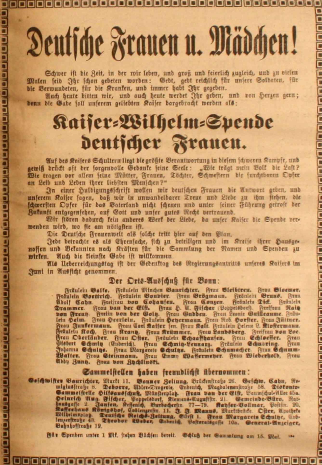 Anzeige in der Deutschen Reichs-Zeitung vom 13. April 1915
