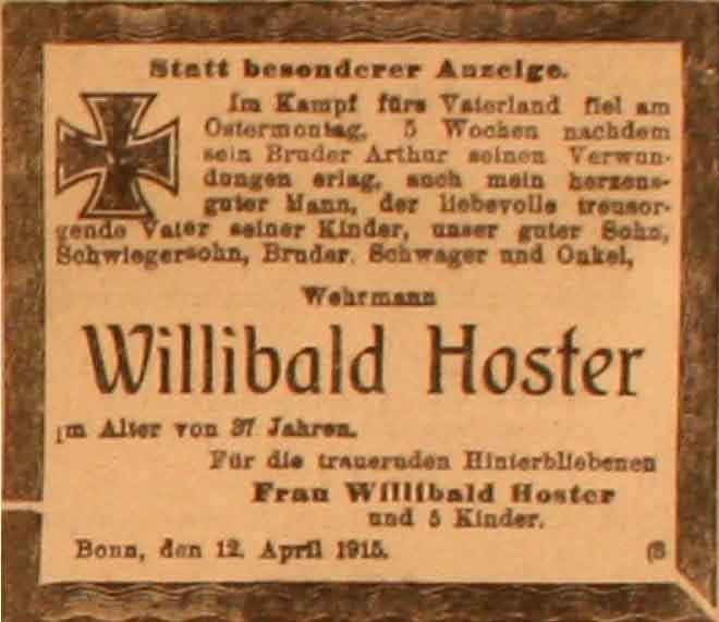 Anzeige im General-Anzeiger vom 14. April 1915