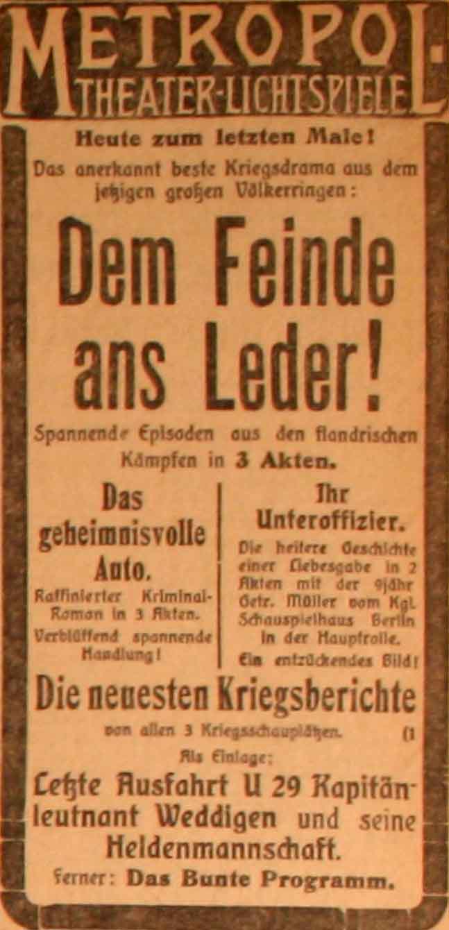Anzeige im General-Anzeiger vom 19. April 1915
