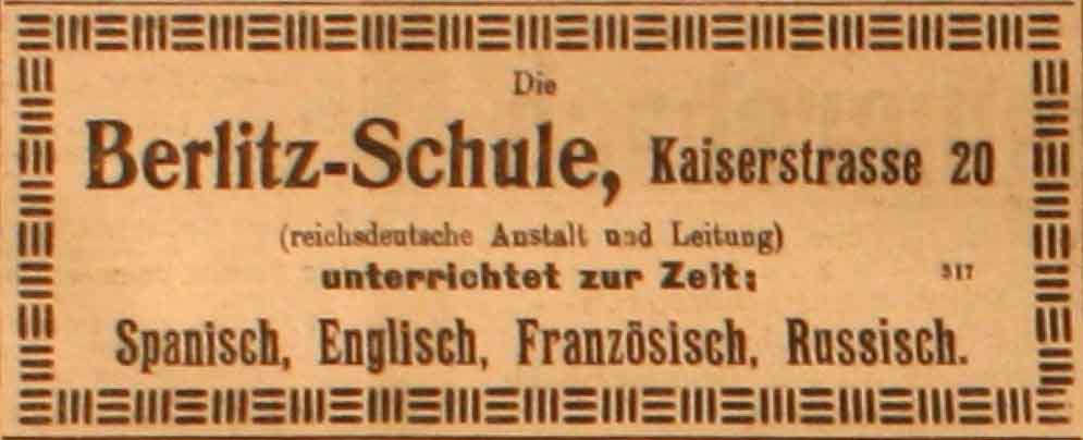 Anzeige in der Deutschen Reichs-Zeitung vom 1. August 1915
